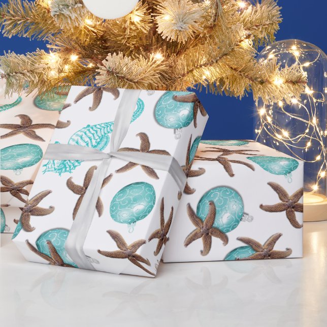 Sea Life Tropical Pattern Christmas Gift Wrap (Holidays)