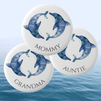 Sea Life Twins Baby Shower Button Grandma