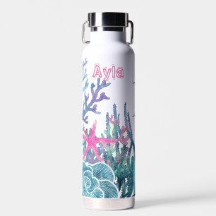Sea Life Under the Sea Custom Name Water Bottle