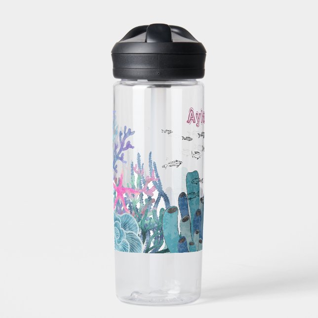 Sea Life Under the Sea Custom Name  Water Bottle (Front)