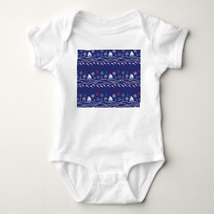 Sea Life: Vintage Seamless Pattern Baby Bodysuit