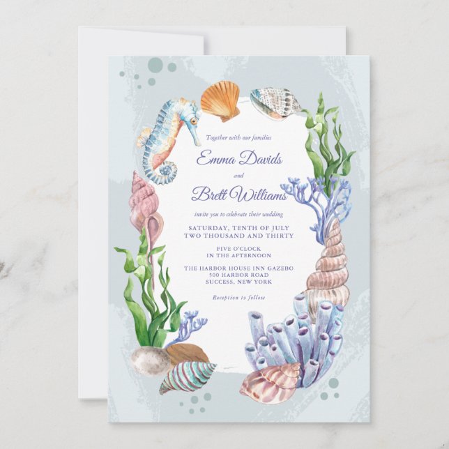 Sea Life Wedding Invitation (Front)