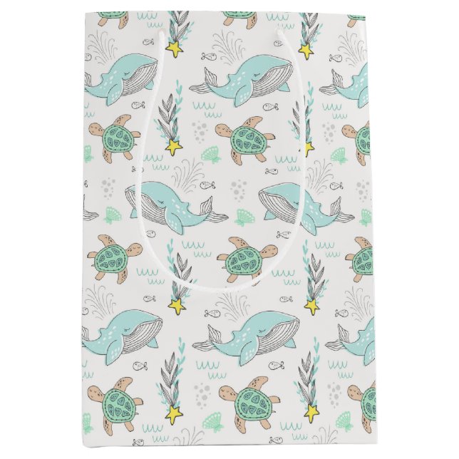 Sea Life Whales and Turtles Medium Gift Bag (Front)
