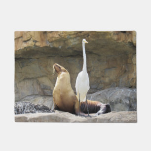 Sea Lion and Egret Doormat