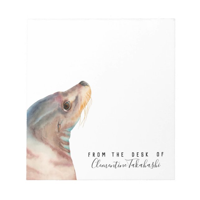 Sea Lion Animal Art | Add Your Name Notepad (Front)