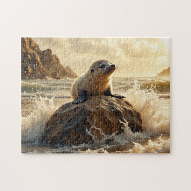 Sea Lion at Sunset Jigsaw Puzzle (Horizontal)