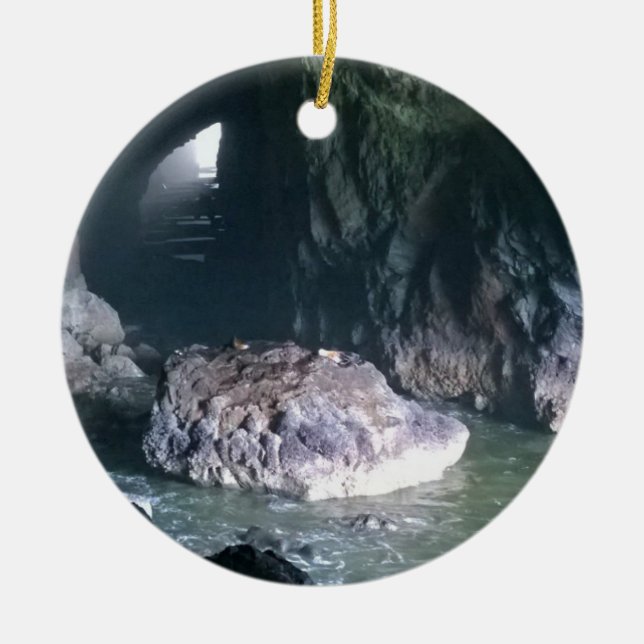 Sea Lion Cave, OR Ceramic Tree Decoration (Front)