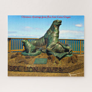 Sea Lion Cave Oregon.Christmas Greetings Jigsaw Puzzle
