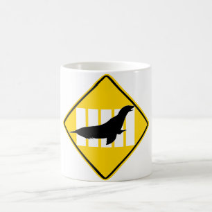 SEA LION CROSSING SIGN COFFEE MUG