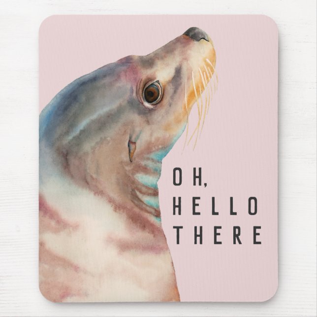 Sea Lion Illustration | Add Your Funny Text Mouse Mat (Front)