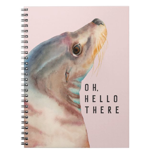 Sea Lion  Illustration | Add Your Funny Text Notebook (Front)