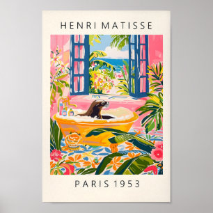Sea Lion In Bathtub Funny Poster, Matisse Art, Pin Poster