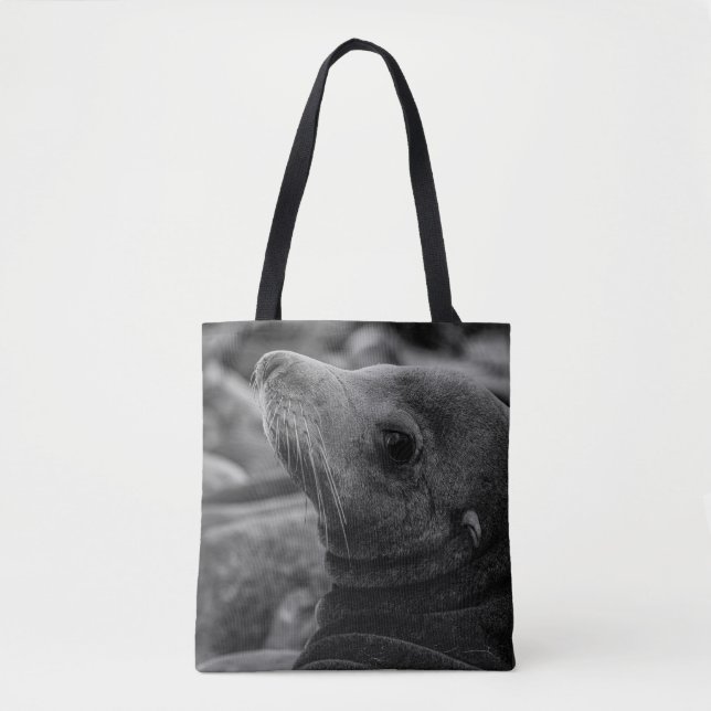 Sea Lion Looking Back - Cute Wildlife Photography Tote Bag (Front)