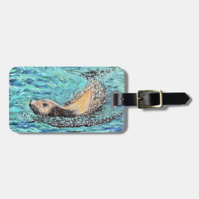 Sea Lion Painting Luggage Tag (Front Horizontal)