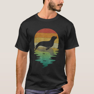Sea Lion Silhouette Sunset Retro Vintage 70s T-Shirt