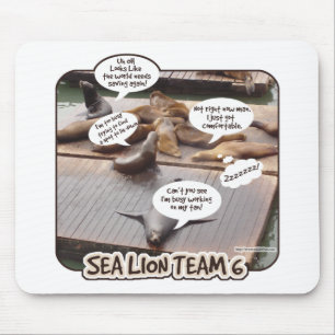 Sea Lion Team 6 Funny Ocean Life Parody Mouse Mat