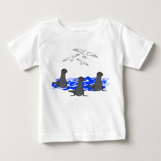 Sea Lions Ocean & Seagulls Toddler Tee (Front)