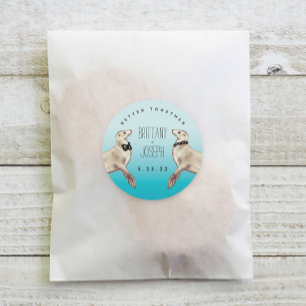Sea Lions Teal Blue Modern Wedding  Classic Round  Classic Round Sticker