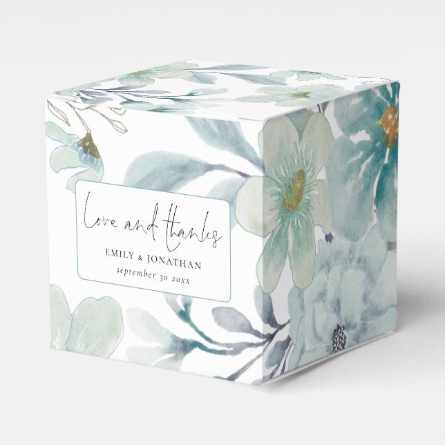 Sea Mist Florals Wedding Engagement Love Thanks Favour Box (Front Side)