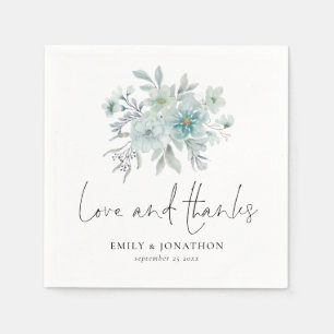 Sea Mist Florals Wedding Engagement Love Thanks Napkin