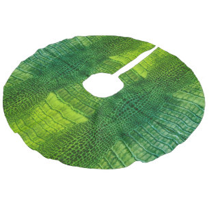 Sea Monster in Bright Green Faux Leather Faux Linen Tree Skirt