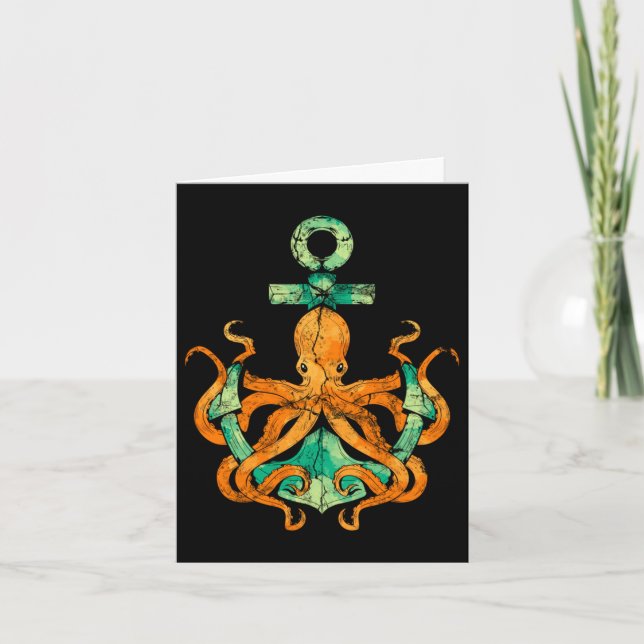 Sea monster octopus gift anchor octopus card (Front)