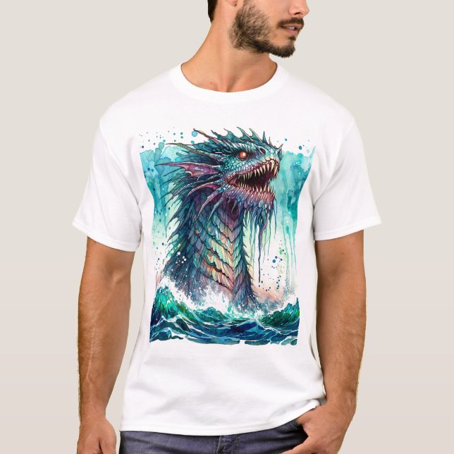 Sea Monster Rising Ocean Horrror T-Shirt (Front)