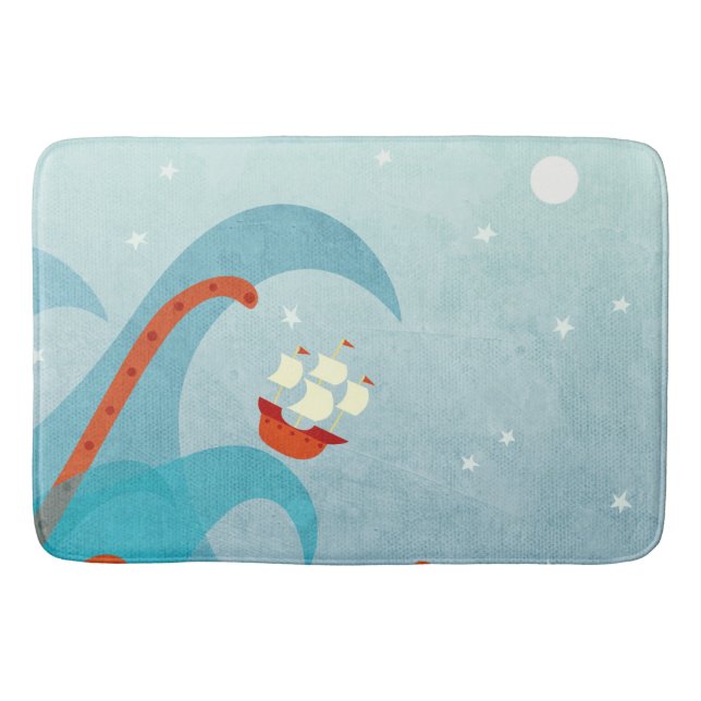 Sea Monster Sailing Bath Mat (Front)