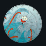 Sea Monster Sailing Dartboard<br><div class="desc">A sailing ship on a dangerous voyage with wild ocean waves and a tentacled monster reaching out from the blue depths of the sea.  Eek!</div>