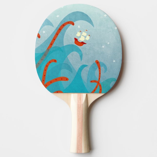 Sea Monster Sailing Ping Pong Paddle (Front)
