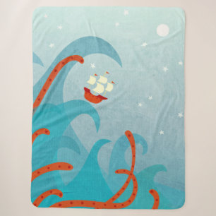 Sea Monster Sailing Sherpa Blanket
