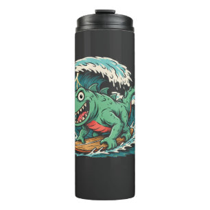 Sea Monster Surfing Giant Wave – Funny Ocean Creat Thermal Tumbler