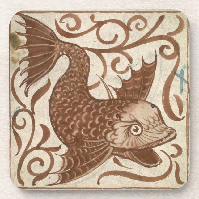Sea Monster (w/c on paper) Coaster (Front)