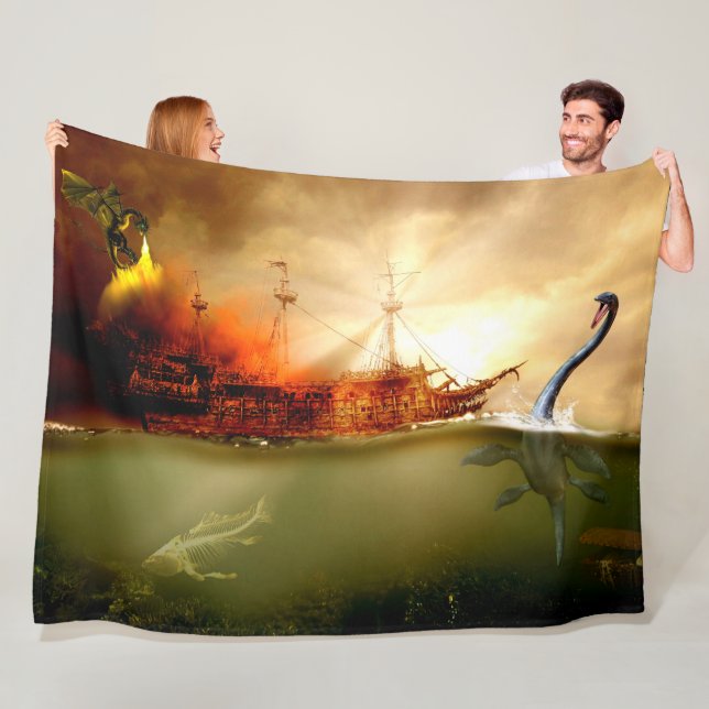 SEA MONSTERS FLEECE BLANKET (In Situ)