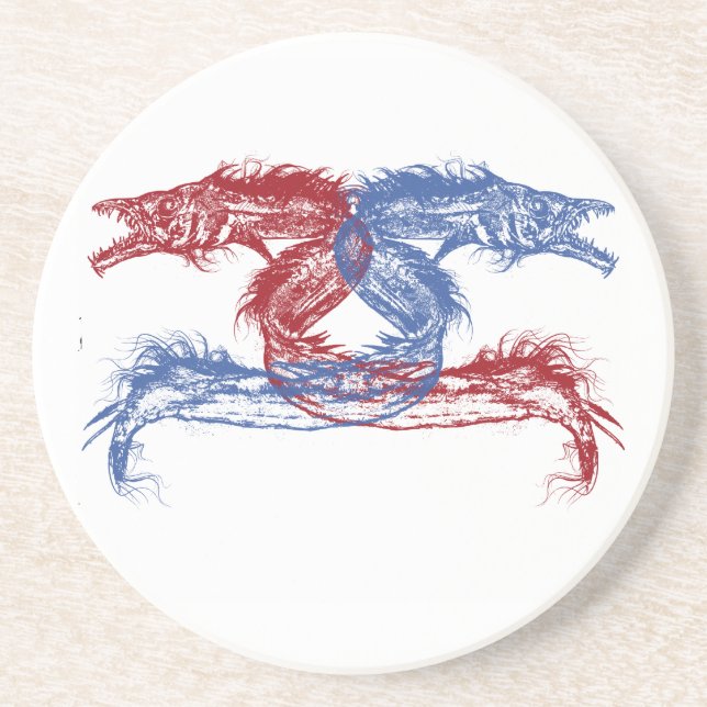 Sea Monsters With Your Choice Background Coaster (Front)