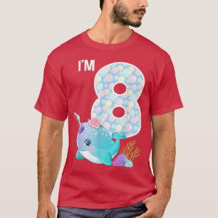 Sea Narwhal Birthday Im 8 Underwater Ocean Theme 8 T-Shirt
