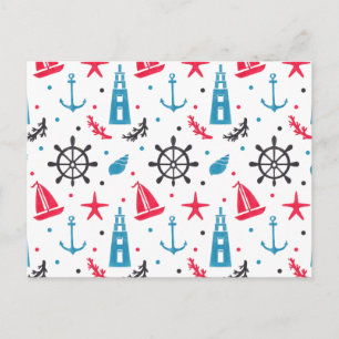 Sea Nautical Pattern Postcard