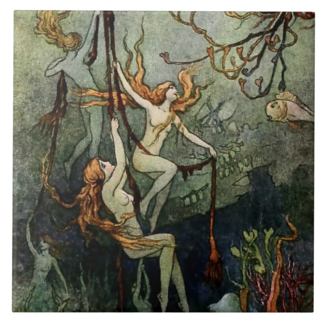 “Sea Nymphs” by Warwick Goble Tile (Front)