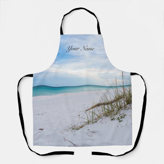 Sea Oats And White Sand Beach Morning Apron (Front)