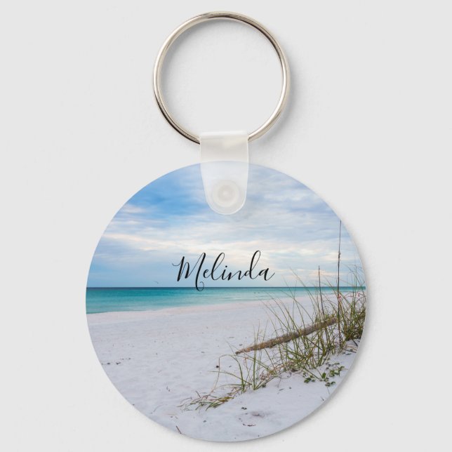 Sea Oats And White Sand Beach Morning Key Chain (Front)