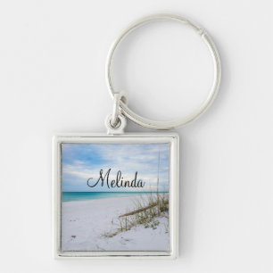 Sea Oats And White Sand Beach Morning Keychain