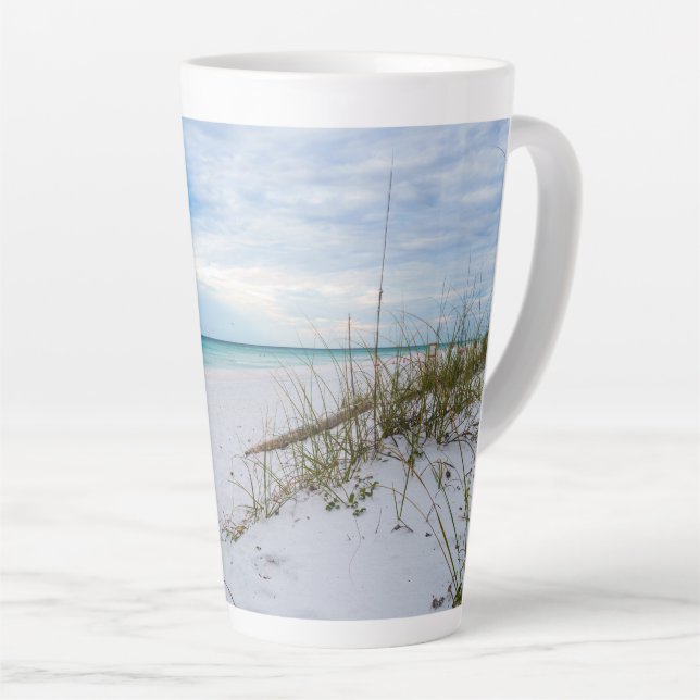 Sea Oats And White Sand Beach Morning Latte Mug (Right Angle)