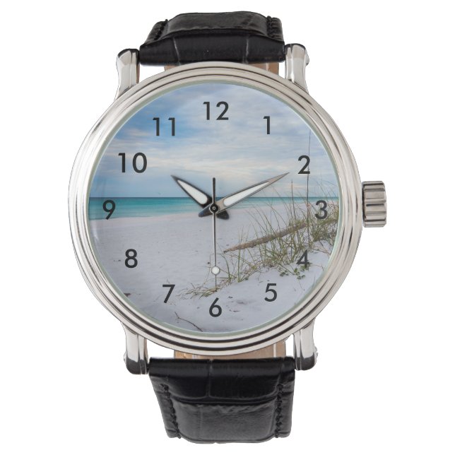 Sea Oats And White Sand Beach Morning Wrist Watch (Front)