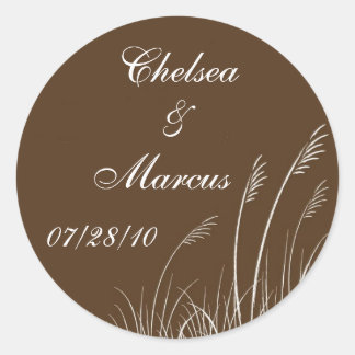 Sea Oats Beach Wedding Classic Round Sticker