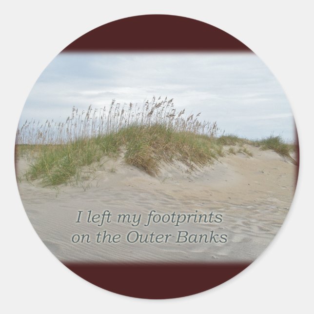 Sea Oats on Sand Dune Outer Banks NC Classic Round Sticker (Front)