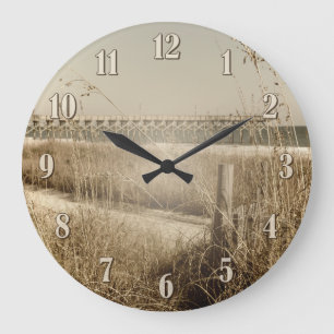 Sea Oats on the Dunes at Myrtle Beach Large Clock