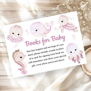Sea Ocean Baby Shower Girl Pink Books For Baby Enclosure Card