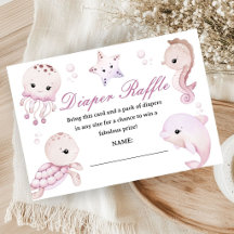 Sea Ocean Baby Shower Girl Pink Diaper Raffle