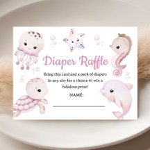 Sea Ocean Baby Shower Girl Pink Diaper Raffle