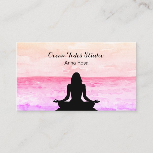 *~*  Sea Ocean Beach Sunrise Meditation Yoga Business Card (Front)